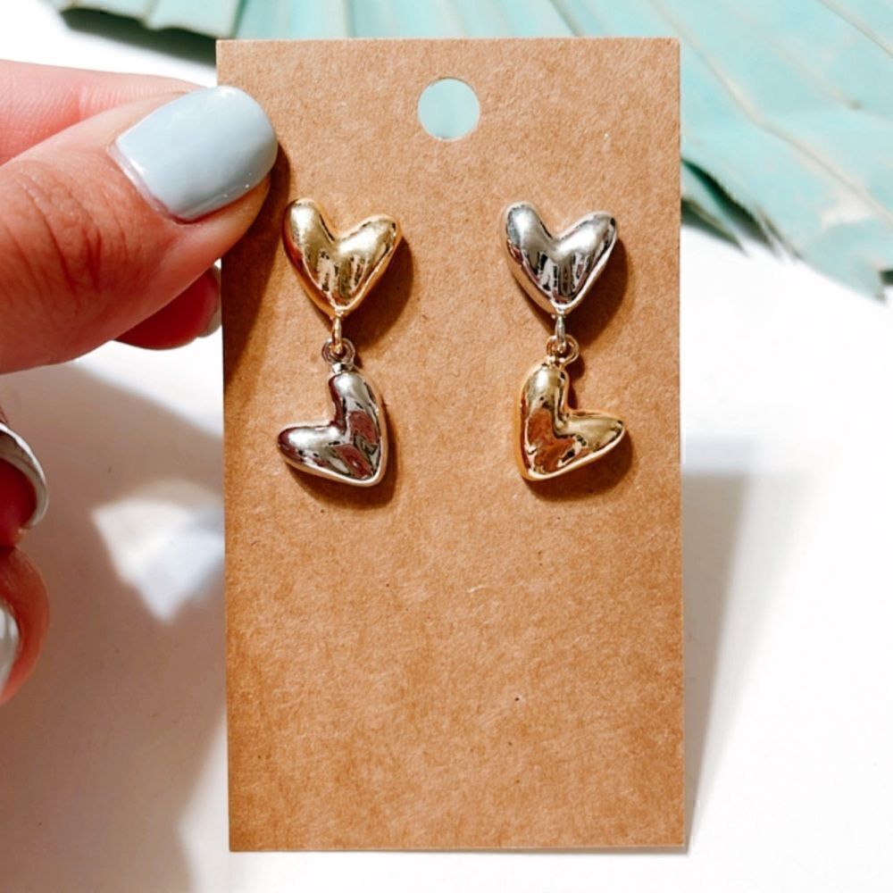 Heart  drop  earrings  S159 - Picture 2 of 4